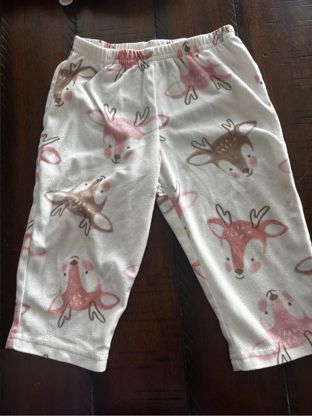 Carter's Cream Fleece Pajama Set with Pink & Brown Deer Print